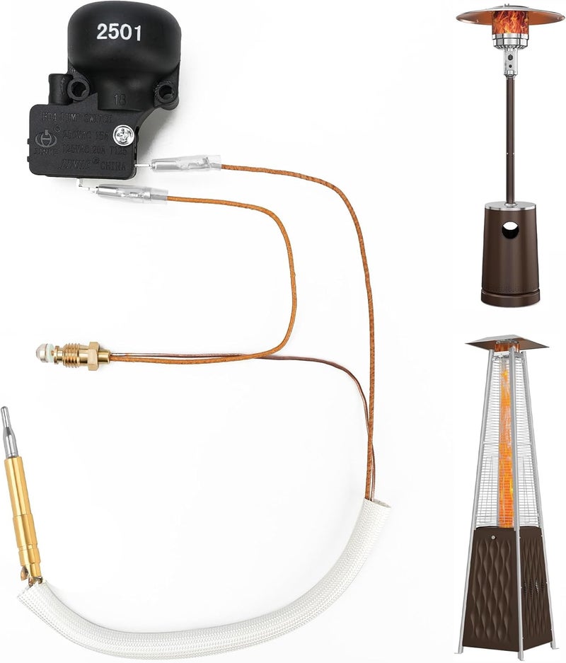 NUPICK Patio Heater Replacement Parts, Outdoor Patio Heater Thermocouple & Tilt Switch Repair Propane, Glass Tube, Gas Heater, Thermocouple Replacement for Tower Heater - Image 1